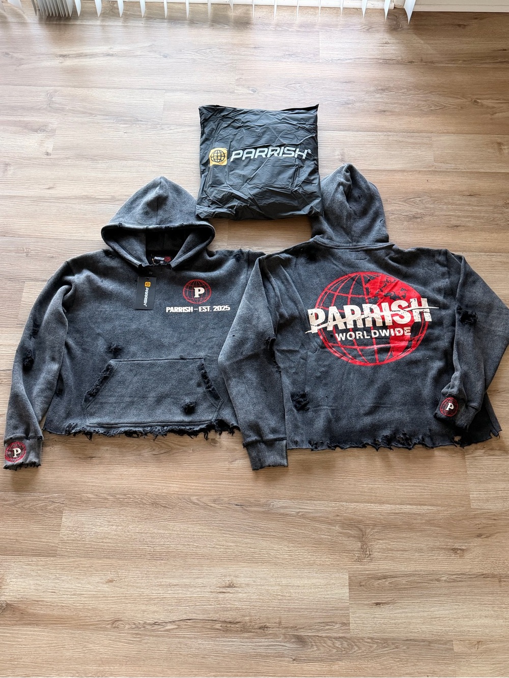 PARRISH Cropped Distressed Hoodie